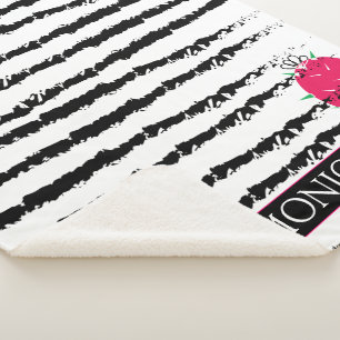 Roze gestreepte Cactus-patroon Sherpa Deken