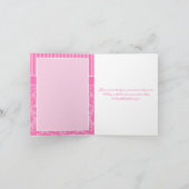 Roze gestreepte damast bedankkaart (Binnen)