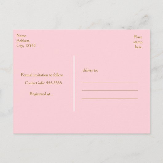 Roze Gestreepte & Gouden Folie sparen het datum Br Aankondigingskaart (Achterkant)