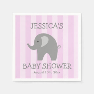 Roze gestreepte grijze olifant baby shower servett servet