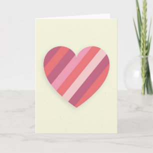 Roze gestreepte hart liefdeskaart kaart