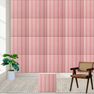 Roze Gestreepte Keramische Tegel Style 2 Tegeltje