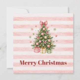 Roze gestreepte kerstboom foto kerstgroet feestdagenkaart