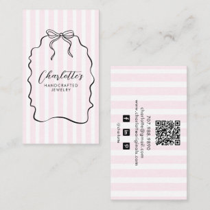Roze gestreepte lint Doodle sieradenontwerper Visitekaartje