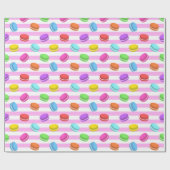 Roze gestreepte macaron cadeaupapier (Vlak)