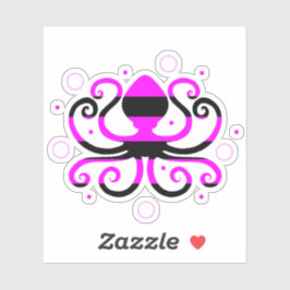 Roze gestreepte octopus laptop Sticker