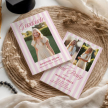 Roze Gestreepte Preppy Afstuderen