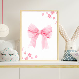 Roze gestreepte strik kinderkamer muur kunst baby poster
