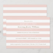 Roze gestreepte vrijgezellenfeest uitnodigingen (Voorkant / Achterkant)