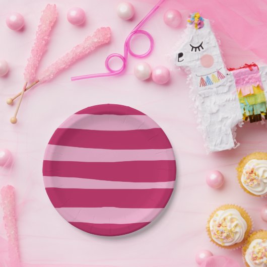 Roze gestreepte wegwerp partij papier Bord (Feest)