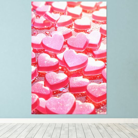Roze gestrekte canvas print (Insitu (Houten vloer))