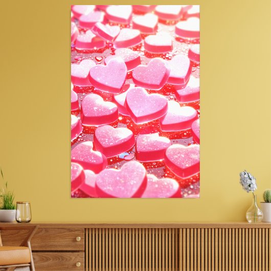 Roze gestrekte canvas print (Insitu (Woonkamer))