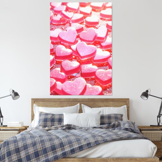 Roze gestrekte canvas print (Insitu (Slaapkamer))