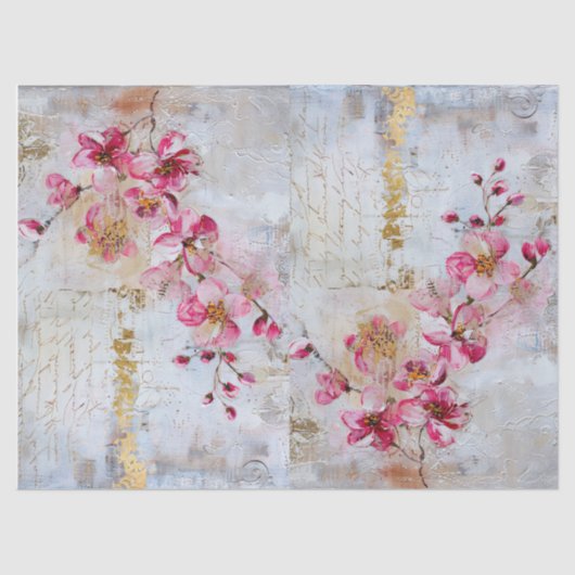  roze gestresste  kersenbloesems tissuepapier (Voorkant)