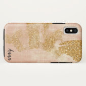 *~* Roze getextureerd goud gekleurd glitter Golden Case-Mate iPhone Case (Achterkant (horizontaal))