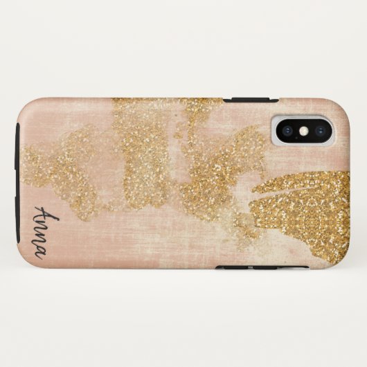 *~* Roze getextureerd goud gekleurd glitter Golden Case-Mate iPhone Case (Achterkant (horizontaal))