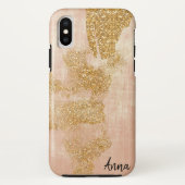 *~* Roze getextureerd goud gekleurd glitter Golden Case-Mate iPhone Case (Achterkant)
