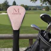 Roze getextureerd lederen monogram, gepersonalisee golfheadcover