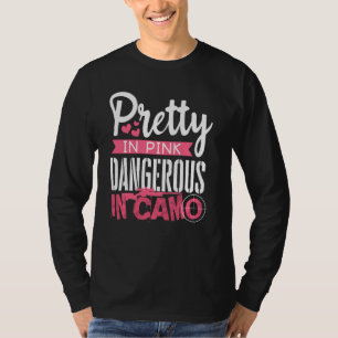  roze gevaarlijk in camojager t-shirt