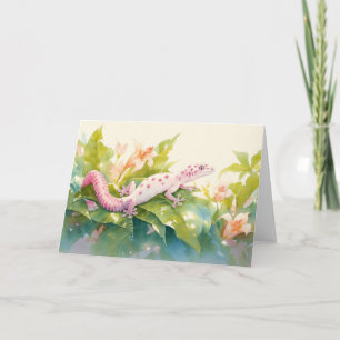 Roze-Gevlekte Gecko in een Tropische Bloei Kaart