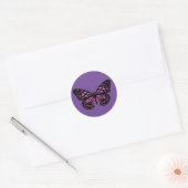 Roze Gevlekte Vlinder  Ronde Sticker (Envelop)