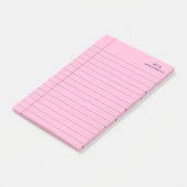 Roze Gevoerde School Notitieboek Papier Monogram Post-it® Notes (Schuin)