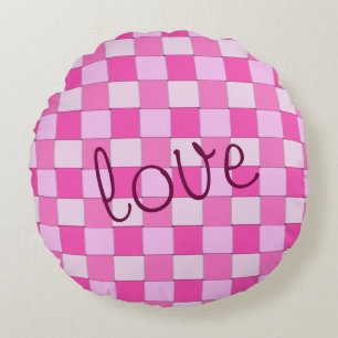 Roze geweven patroon met liefde rond kussen