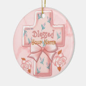 Roze Gezegend Christelijk Kruis ornament (Links)