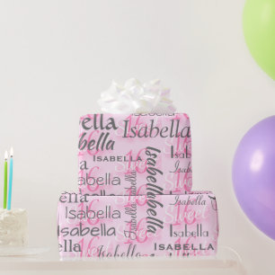 Roze gezoet 16 Naam personaliseren Cadeaupapier