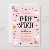 Roze Ghost Halloween Three Spirit 3rd Birthday Kaart (Voorkant)