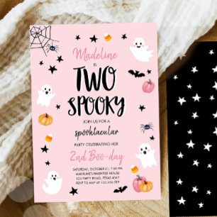 Roze Ghost Halloween Two Spooky 2e verjaardag Kaart