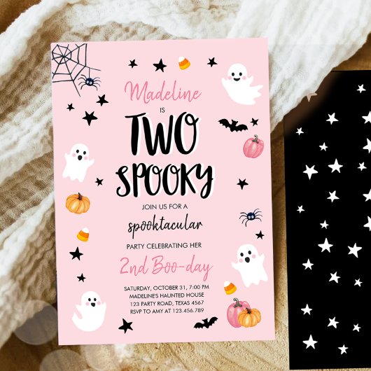 Roze Ghost Halloween Two Spooky 2e verjaardag Kaart