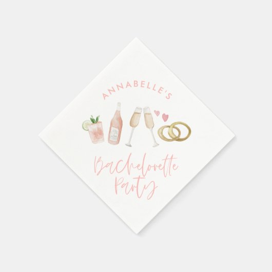 Roze gierig modern cocktailscript bachelorette servet (Hoek)