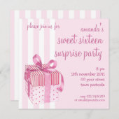 Roze Gift Birthday Uitnodiging (Voorkant / Achterkant)