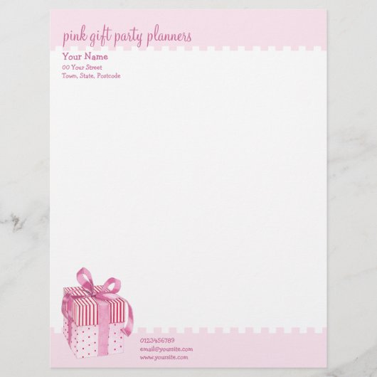 Roze Gift strepen Letterhead Gepersonaliseerd Briefhoofd (Voorkant)