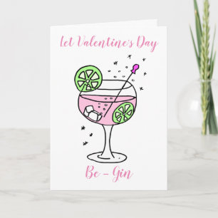 Roze Gin Gelukkige Valentijnsdag Kaart