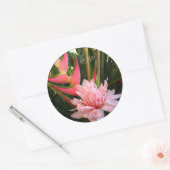 Roze Ginger Heliconia Bruiloft Envelope Seals Ronde Sticker (Envelop)