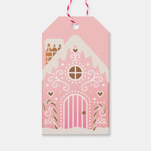 Roze Gingerbread Cookie Gift Labels Cadeaulabel (Voorkant)