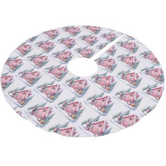 Roze Gingerbread House Decoratie Kerstboom Rok (Gekanteld)