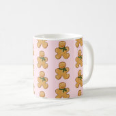 Roze Gingerbread Man Cookie Christmas Pattern Koffiemok (Voorkant rechts)