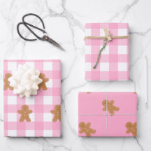Roze Gingerbread Wrapping Paper Set van 3
