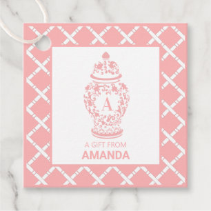 Roze GingerJar & Bamboe Monogram Favoriete tag Bedankjes Labels