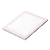 Roze Gingham Aangepaste Naam Notitieblok (Gedraaid)