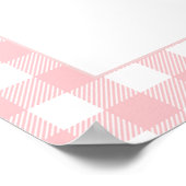 Roze Gingham Aardbei 1e Verjaardag Welkom Poster (Hoek)