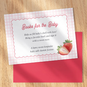 Roze Gingham Aardbei-Boeken voor Baby Kaarten