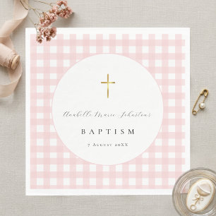 Roze Gingham Baby Doop Papier Servet