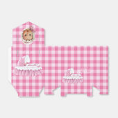 Roze Gingham-Baby en roffled Bassinet Favor Boxes Bedankdoosjes (Uitgevouwen)