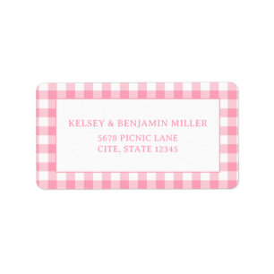 Roze Gingham Baby-Q Barbecue BBQ Adres Etiket