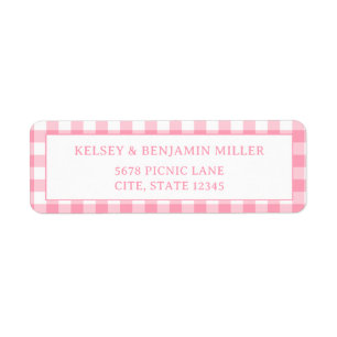 Roze Gingham Baby-Q Barbecue BBQ Baby Shower Etiket