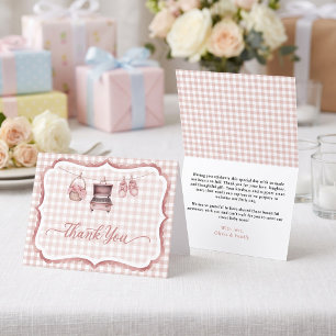 Roze Gingham Baby Q Waslijn Grill Waardering Bedankkaart